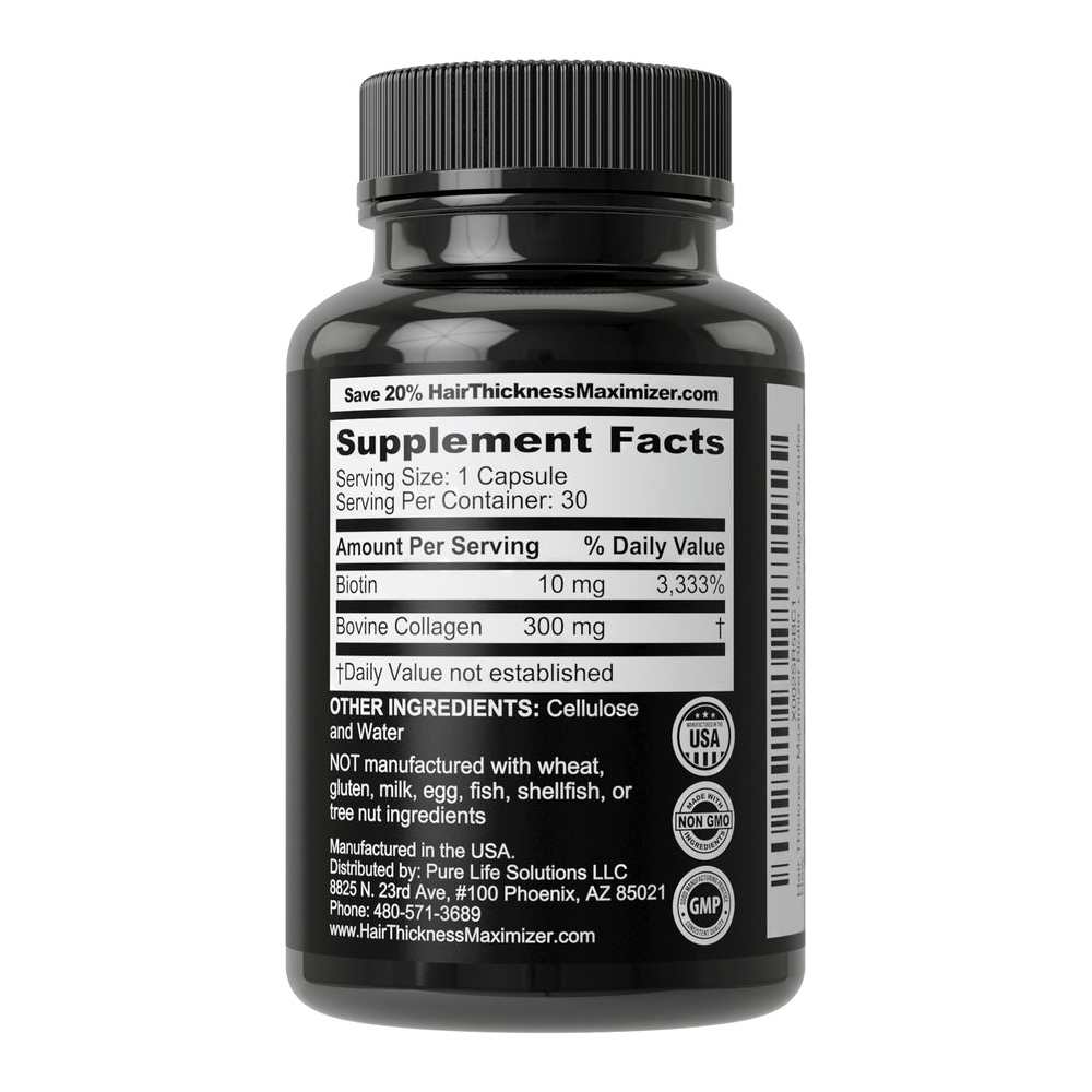 Hair Thickness Maximizer Biotin + Collagen – 30 Capsules | Hair Growth &amp; Volume Support thumbnail 2