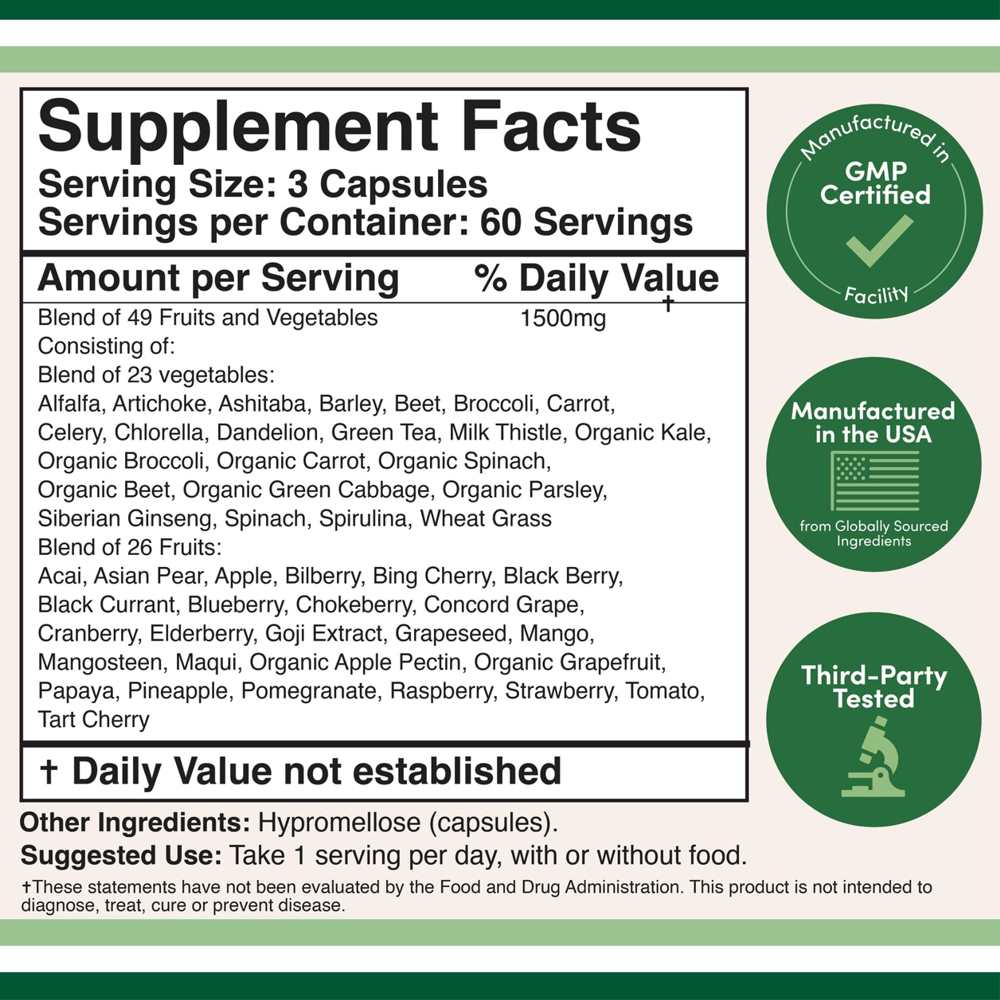 Double Wood Daily Fruits &amp; Veggies – 49 Superfood Blend Capsules | 180 thumbnail 2