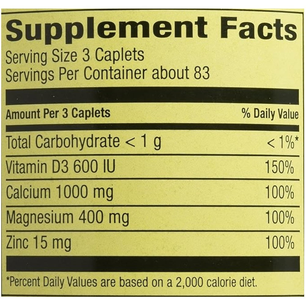 Spring Valley Calcium Magnesium &amp; Zinc Plus Vitamin D3 250 Caplets thumbnail 2