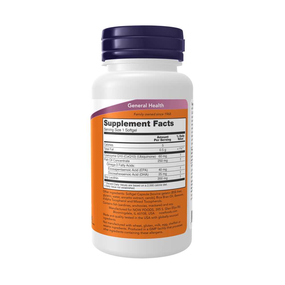 Now Foods Co Q10 60 Mg with Fish Oil – Cardiovascular &amp; Energy Support – 60 Softgels thumbnail 2