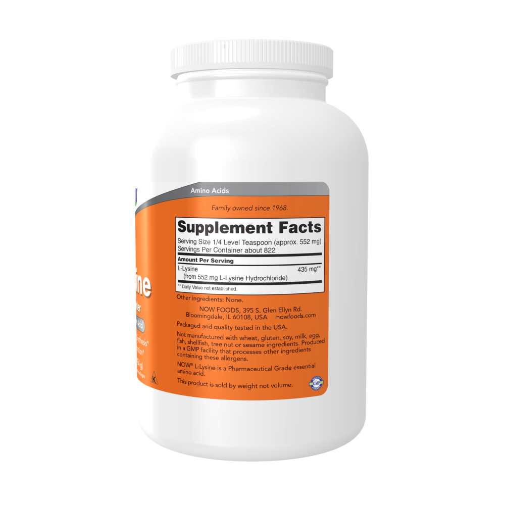 Now Foods L-Lysine Powder – Immune Support &amp; Collagen Synthesis – 454g thumbnail 2