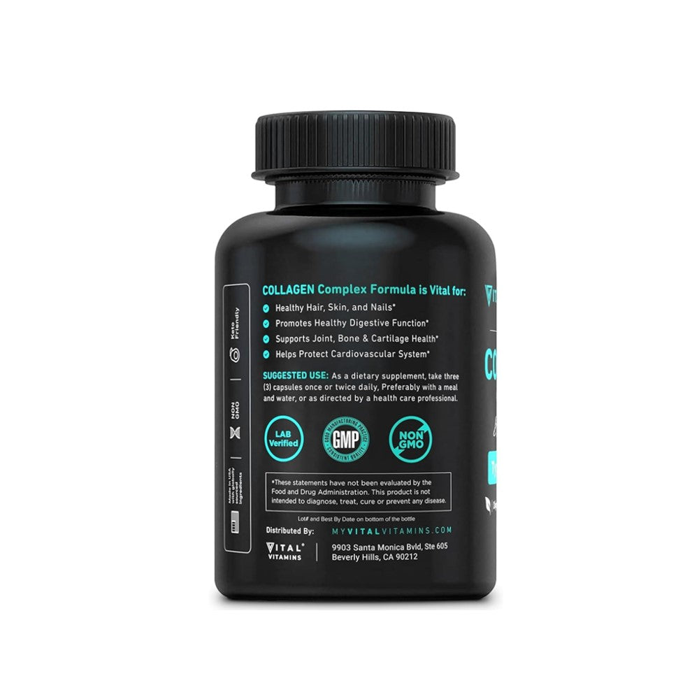 Vital Vitamins Multi Collagen Complex - Hair, Skin &amp; Nails Support | Joint Health | Enhanced Absorption | 150 Capsules thumbnail 3