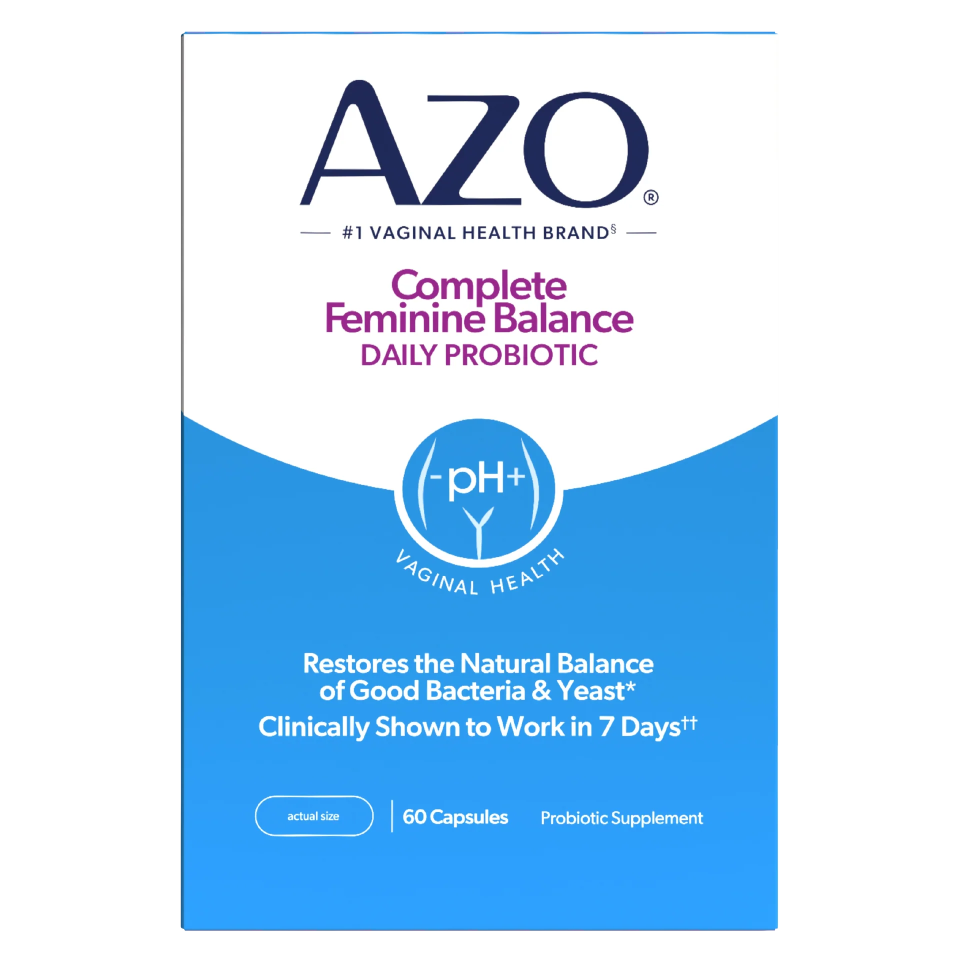 AZO Complete Feminine Balance Daily Probiotic - Supports Vaginal Health, Restores pH &amp; Good Bacteria Balance, Clinically Proven, 30 Capsules thumbnail 4