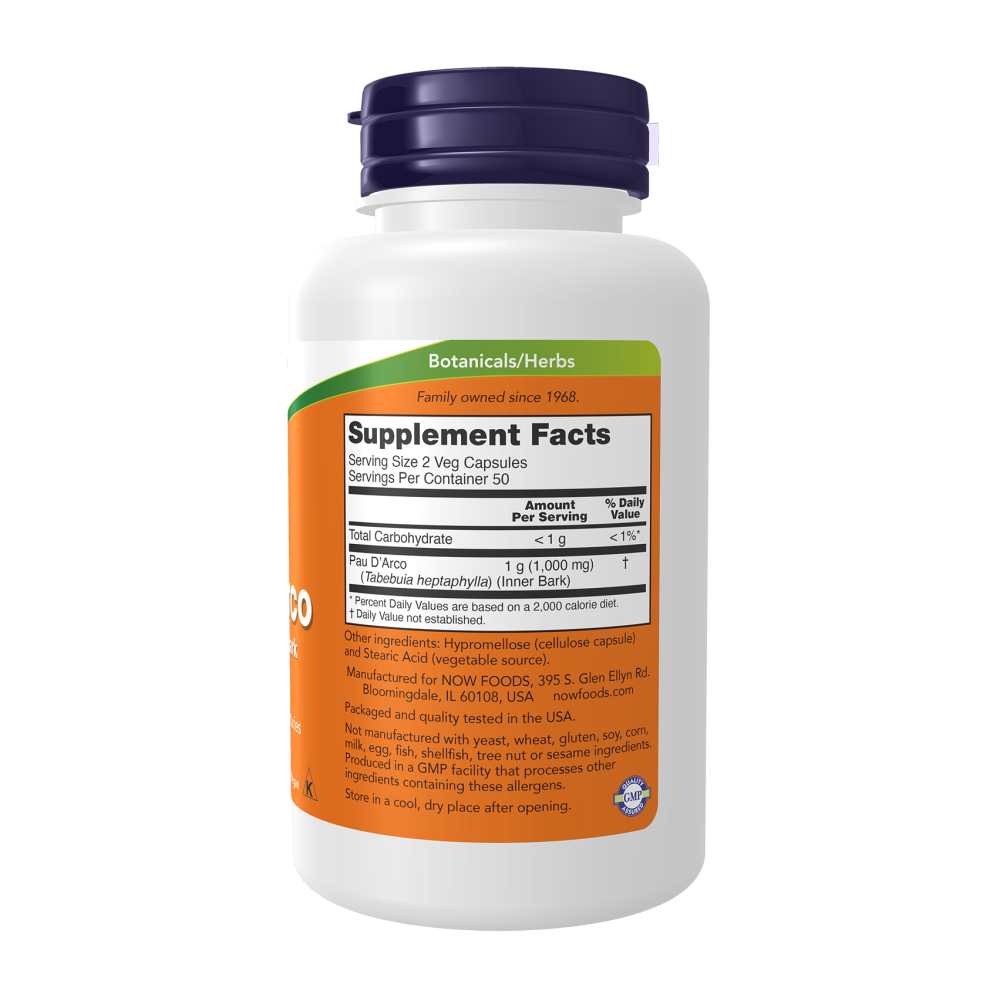 Now Foods Pau D'arco 500 Mg – Immune &amp; Herbal Support – 100 Veg Capsules thumbnail 3