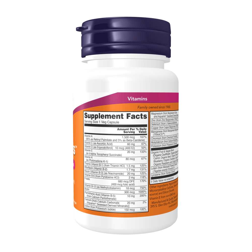 Now Foods Daily Vits – One-A-Day Multivitamin &amp; Mineral with Fruit &amp; Veggie Blend, Lutein &amp; Lycopene – 30 Veg Capsules thumbnail 3