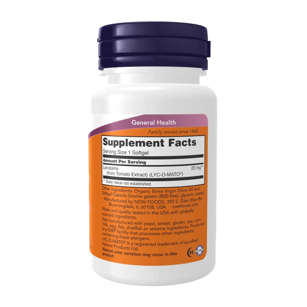 Now Foods Lycopene 20mg – Antioxidant &amp; Heart Health Support – 50 Softgels thumbnail 2