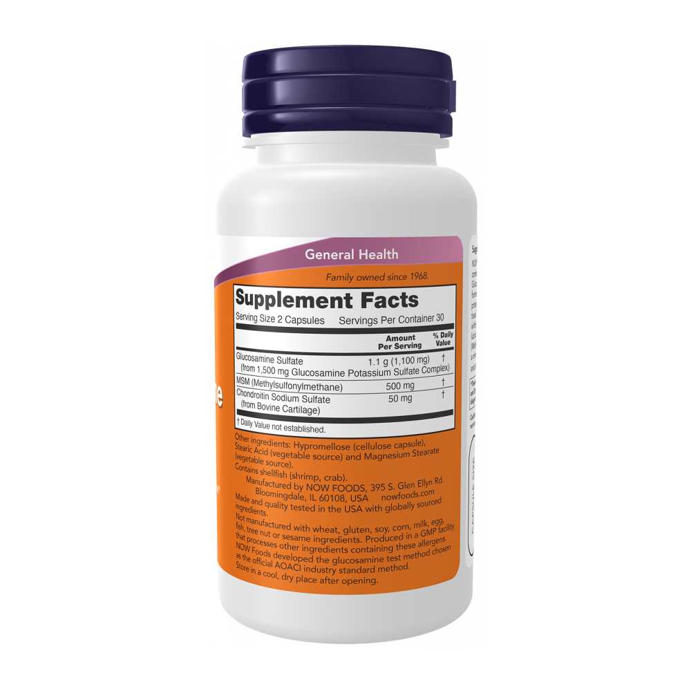 Now Foods Glucosamine &amp; Msm with Chondroitin – Joint Health Support – 60 Capsules thumbnail 3