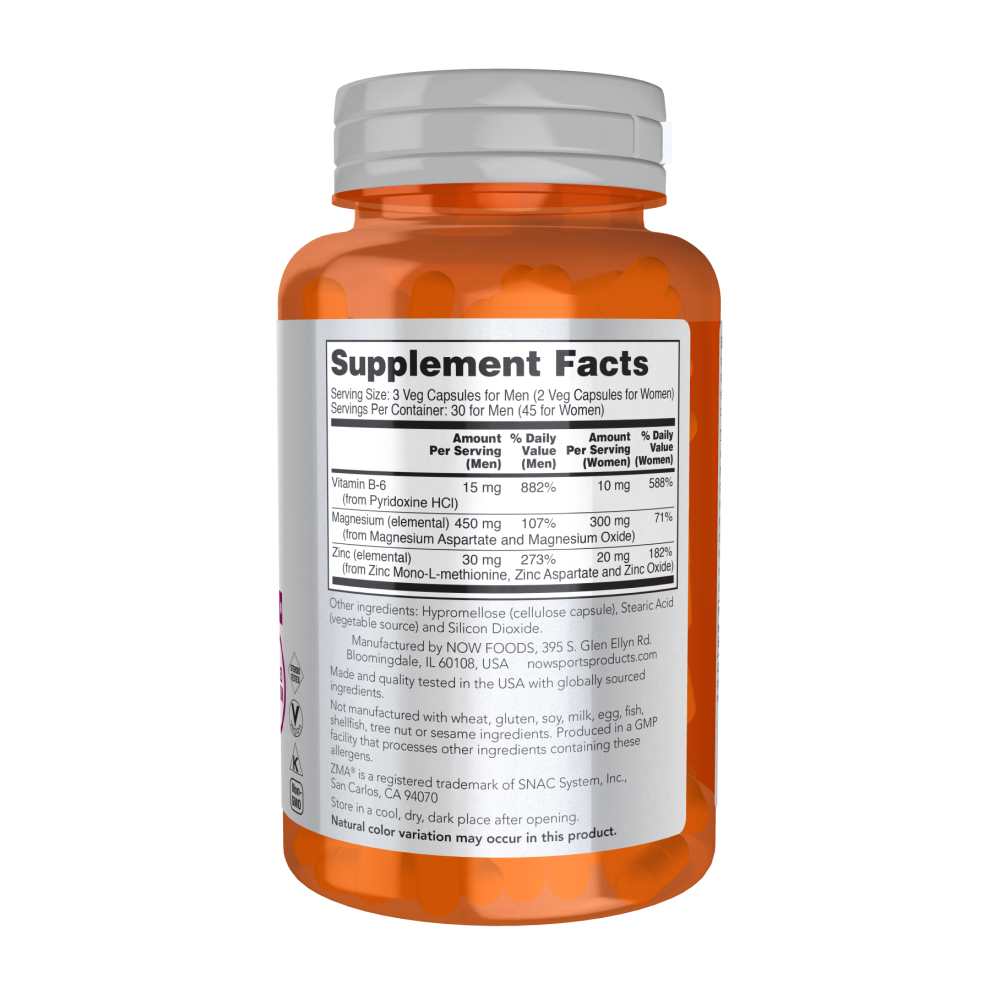 Now Foods Zma® – Zinc, Magnesium &amp; Vitamin B6 Recovery Formula – Muscle Strength &amp; Sleep Support – 90 Veg Capsules thumbnail 3