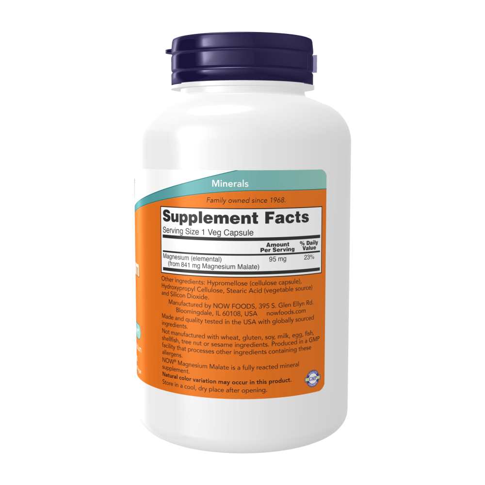 Now Foods Magnesium Malate – Nervous System &amp; Muscle Support – 180 Veg Capsules thumbnail 2
