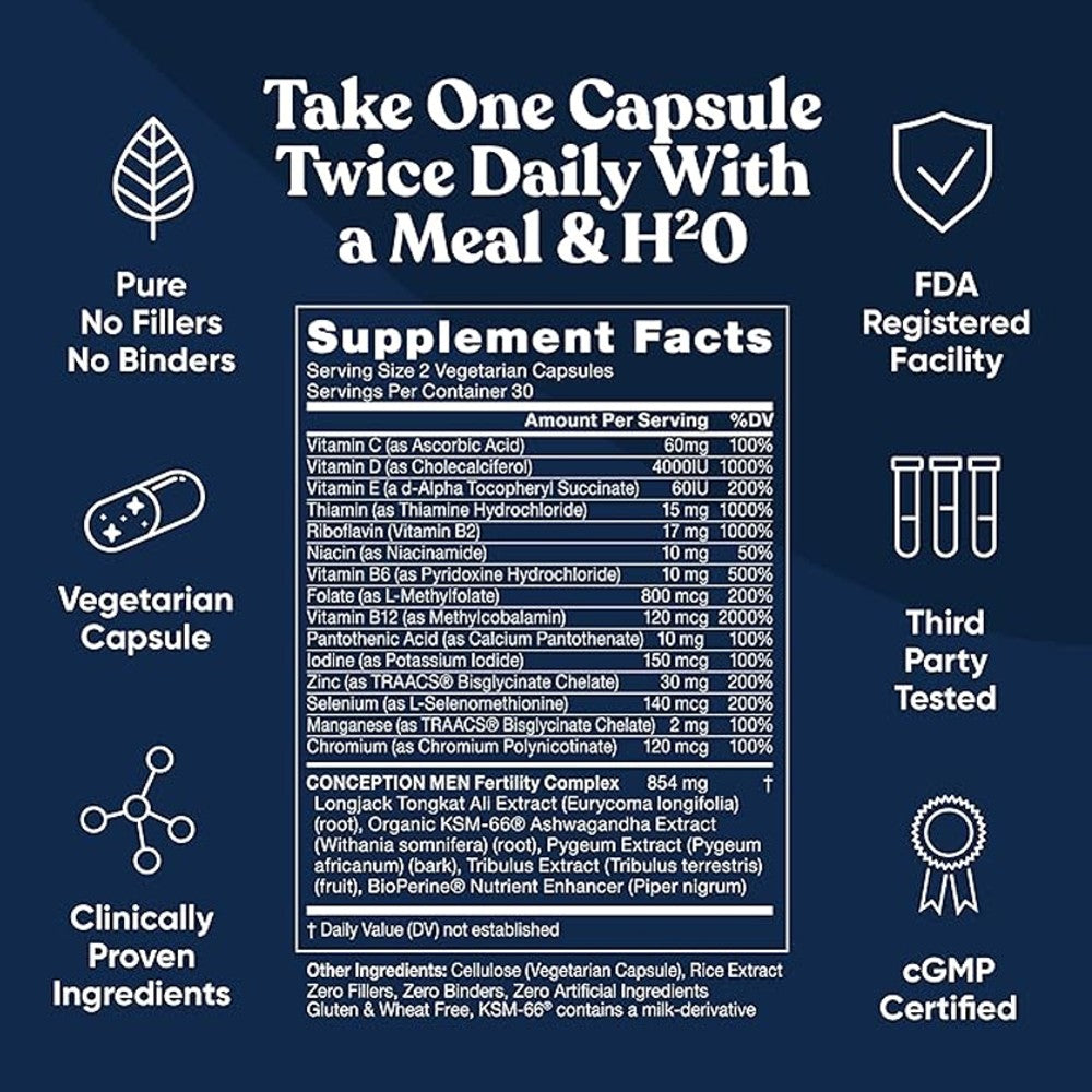 Eu Natural Conception Men — Zinc &amp; Folate Formula for Male Fertility, Drive &amp; Vitality thumbnail 2
