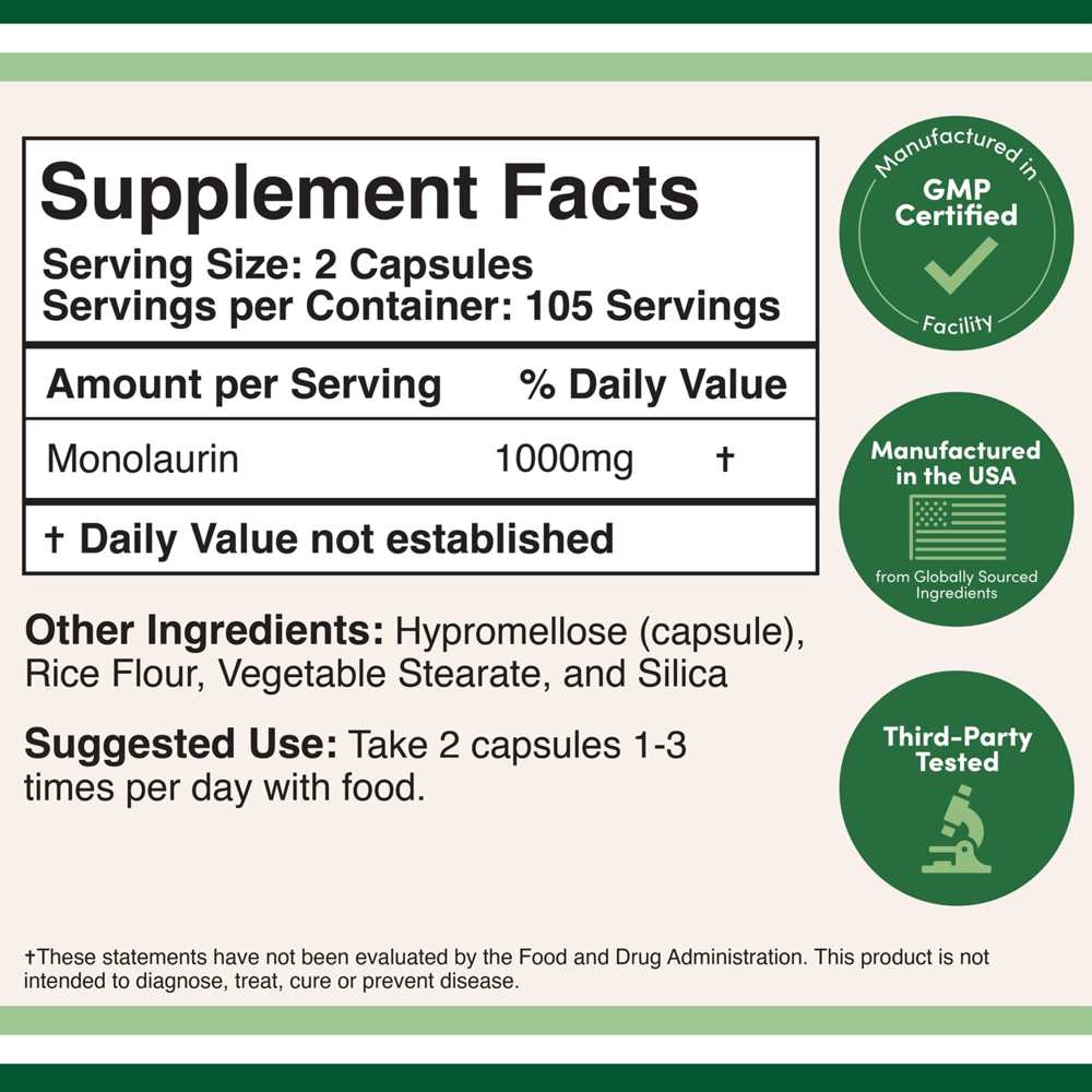 Double Wood Monolaurin – 1000 Mg per Serving – 210 Capsules thumbnail 2