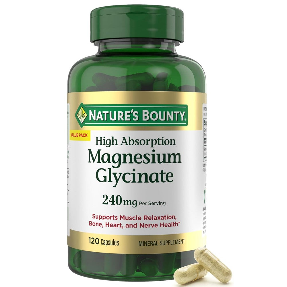 Magnesium Glycinate – Nature's Bounty 240MG Relaxation and Bone, Heart &amp; Nerve Health – Non-GMO, Gluten-Free thumbnail 8