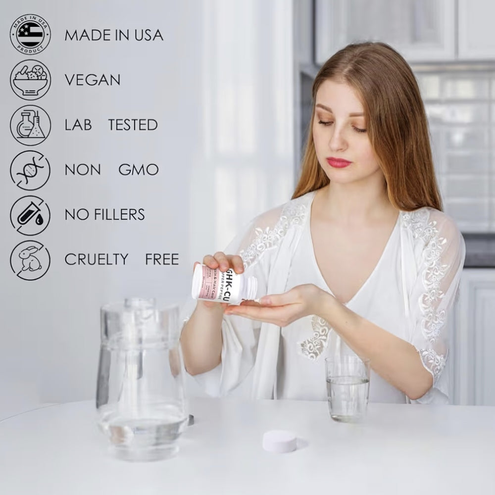 QUBIT GHK-Cu Copper Peptide Supplement for Skin &amp; Hair, Easy 90 Capsules thumbnail 3