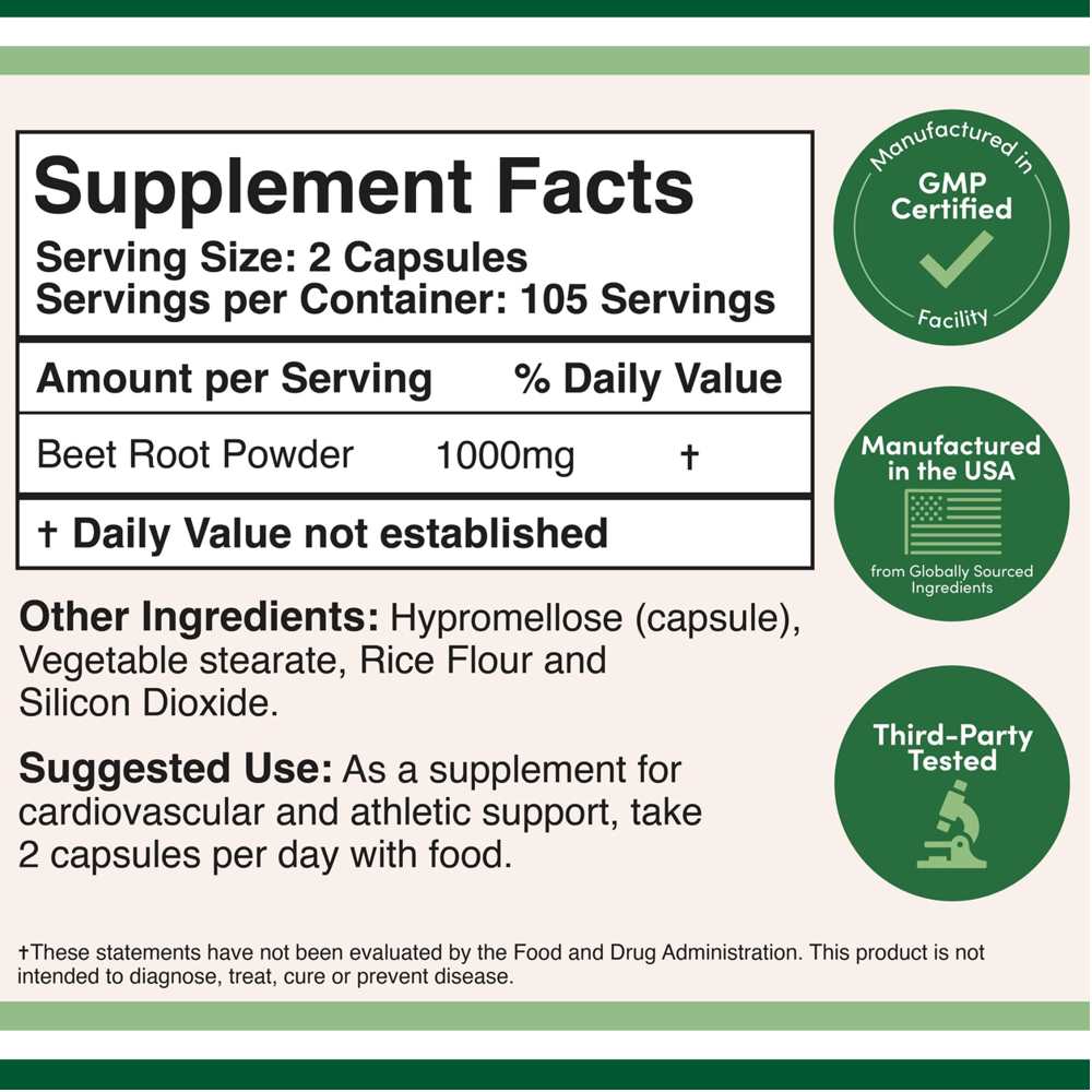 Double Wood Beet Root – 1000mg Heart &amp; Circulation Support | 210 Capsules thumbnail 2