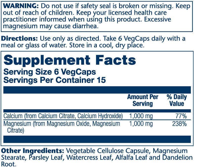 Solaray Calcium &amp; Magnesium Citrate, 1:1 Ratio 90 Caps thumbnail 2