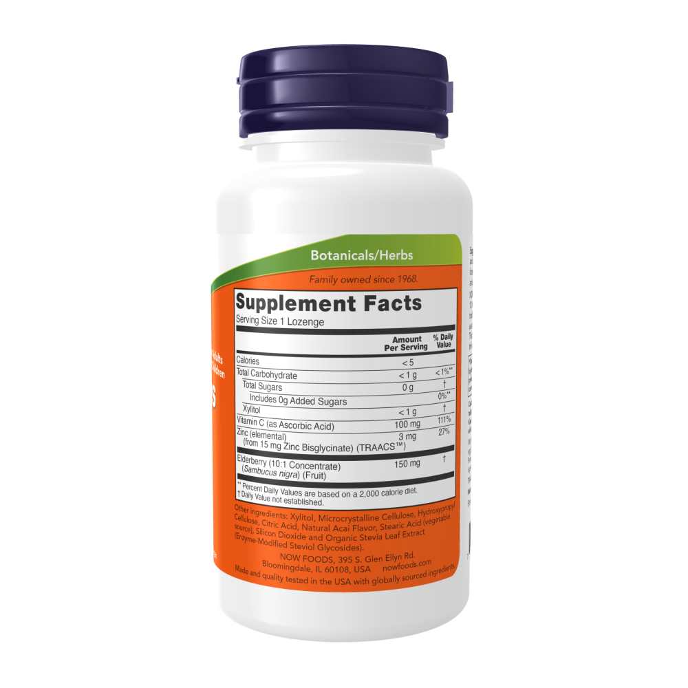 Now Foods Sambucus Zinc-C – Immune Support with Elderberry, Zinc &amp; Vitamin C – 60 Lozenges thumbnail 2