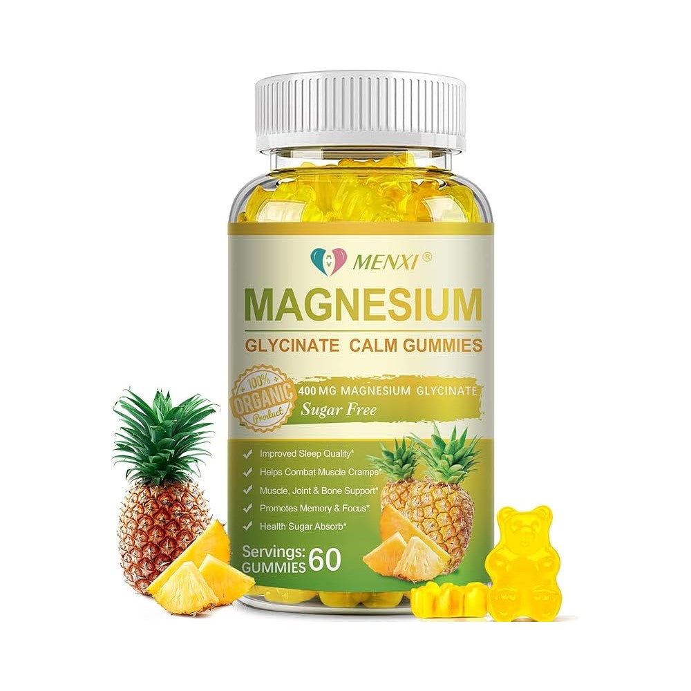 MENXI Magnesium Glycinate Calm Gummies – Organic 400mg | Sugar-Free | Sleep, Muscle &amp; Joint Support | 60 Gummies thumbnail 4