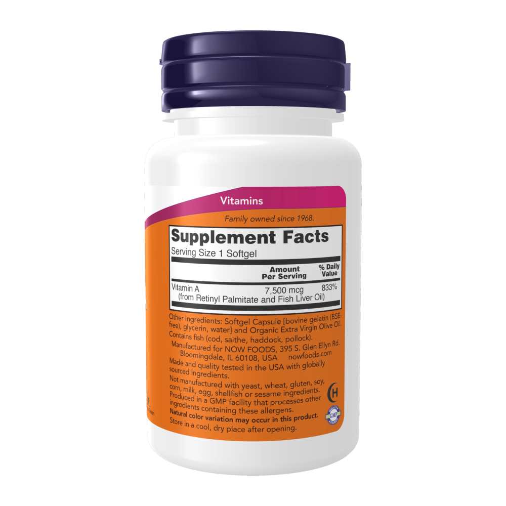 Now Foods Vitamin a 25,000 Iu – Eye, Skin &amp; Immune Support – 100 Softgels thumbnail 3