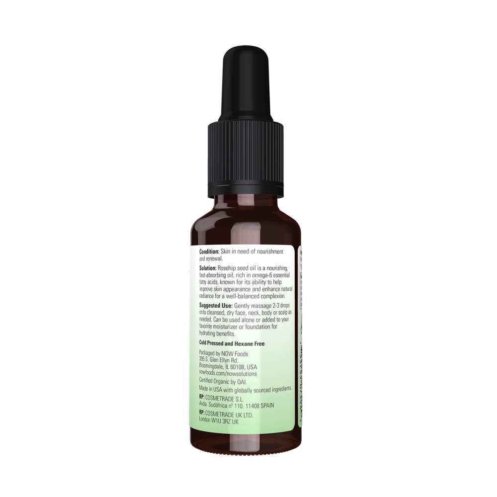 Now Foods Rosehip Seed Oil – 100% Pure &amp; Certified Organic – Cold-Pressed Skin Rejuvenating Oil – 30 M L thumbnail 2