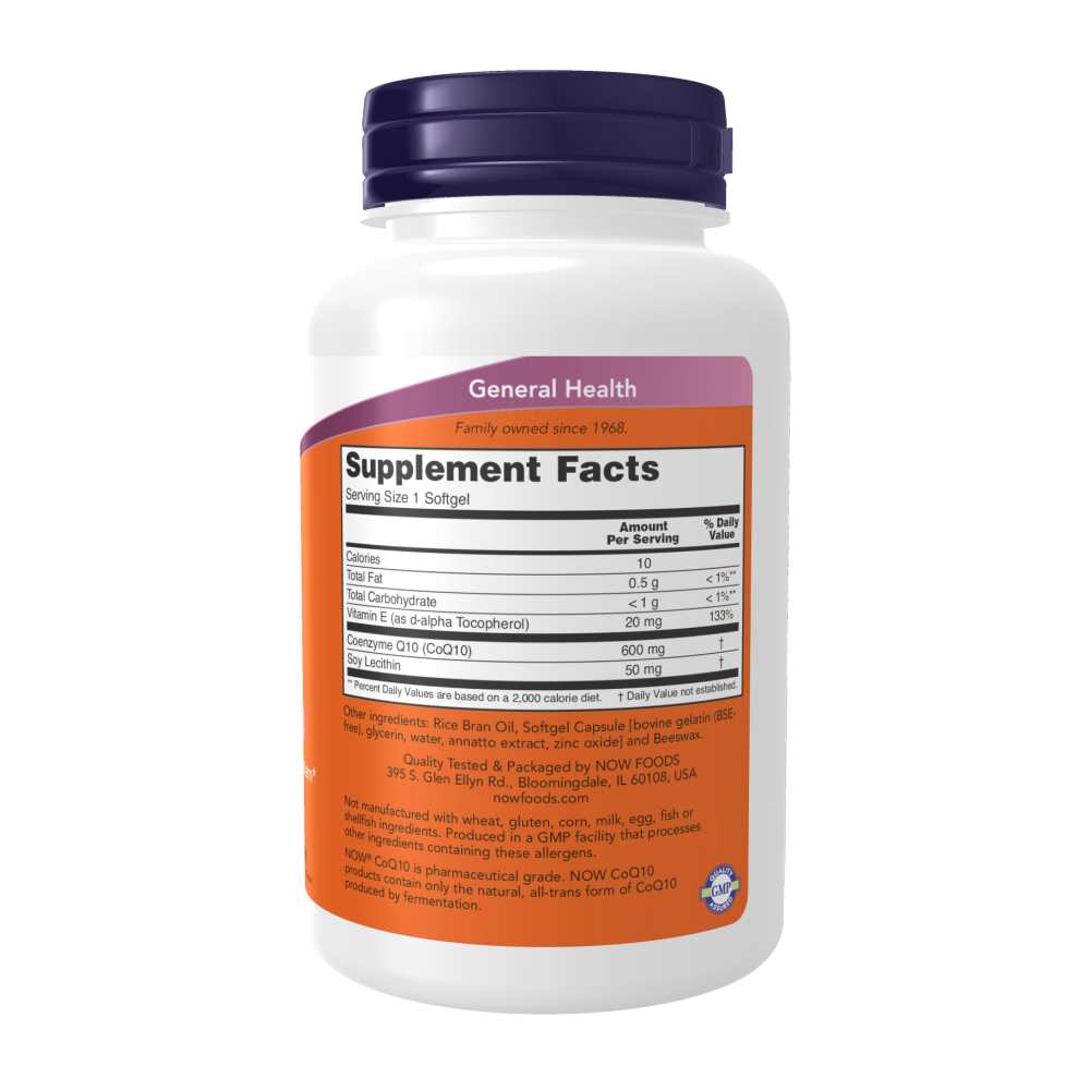 Now Foods Co Q10 600 Mg – Maximum Strength Cardiovascular &amp; Nervous System Support – 60 Softgels thumbnail 2