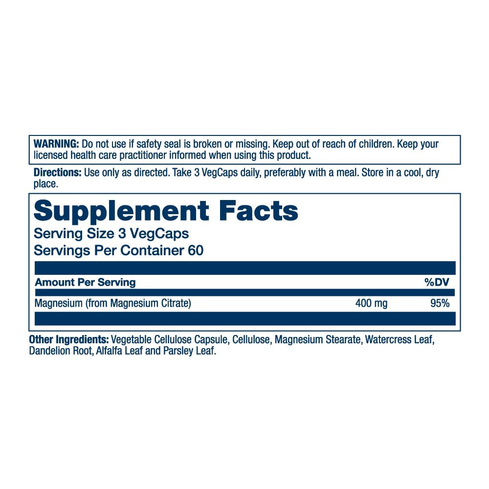 Solaray Magnesium Citrate 400mg - FDA Approved - Bone Health &amp; Muscle Support - 180 VegCaps thumbnail 2