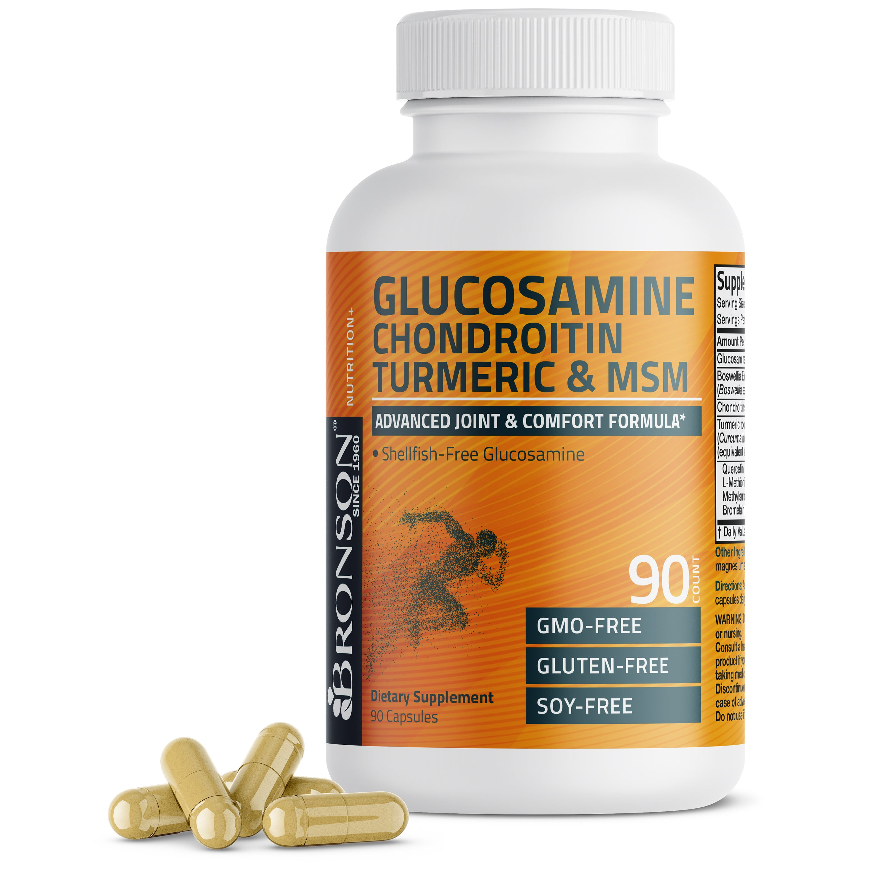 Bronson Vitamins Glucosamine Chondroitin Turmeric &amp; Msm 60 Caps thumbnail 2