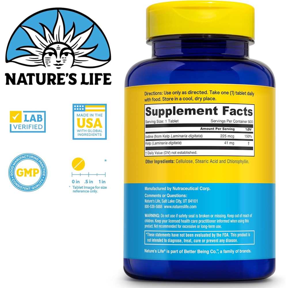 Nature’s Life Icelandic Kelp with Natural Iodine – Thyroid Support thumbnail 2