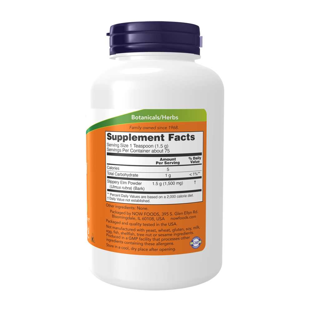 Now Foods Slippery Elm Powder – Soothes Gi Tract – 113g thumbnail 2