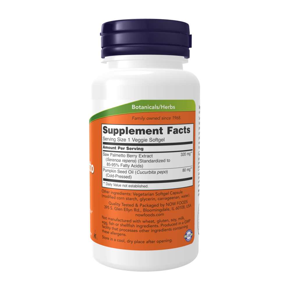 Now Foods Saw Palmetto Extract 320 Mg – Prostate Health Support – 90 Softgels thumbnail 2
