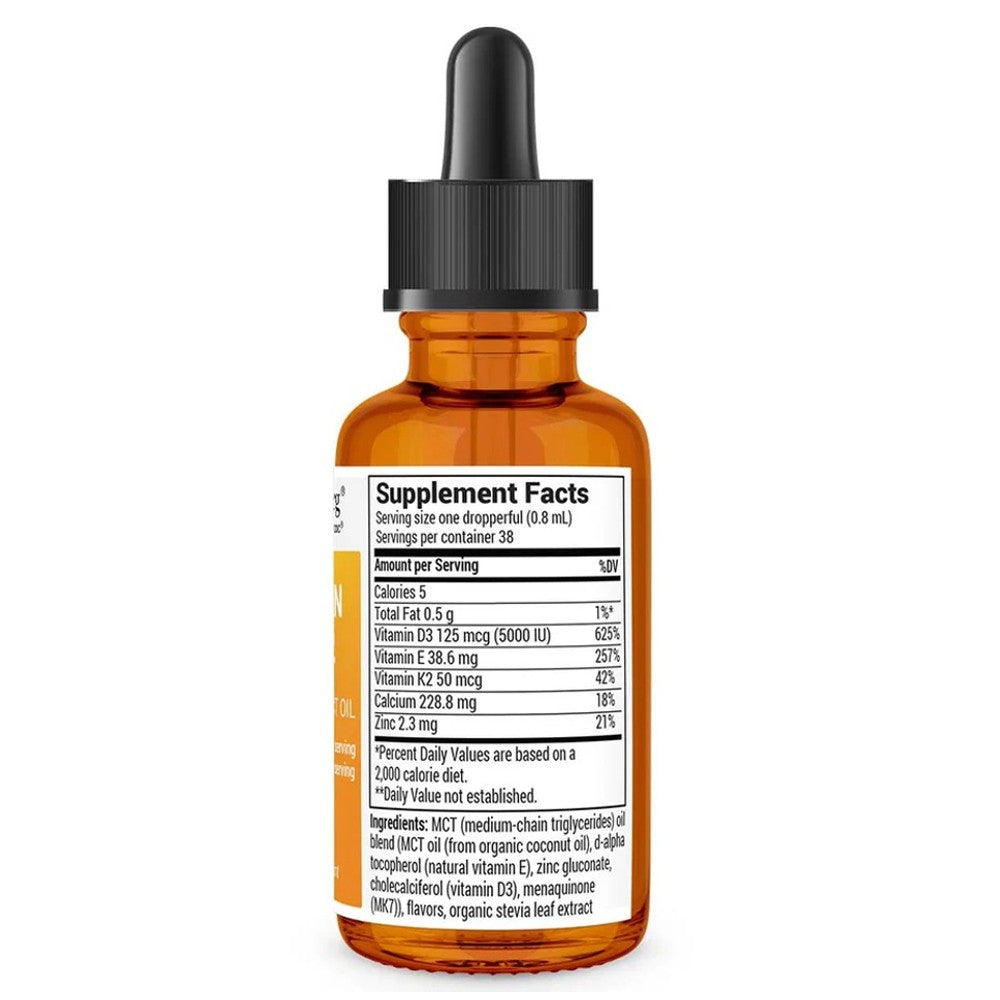 Dr. Berg D3 &amp; K2 with Zinc &amp; MCT Oil – 5000 IU Vitamin D3 + 50 Mcg K2 thumbnail 2