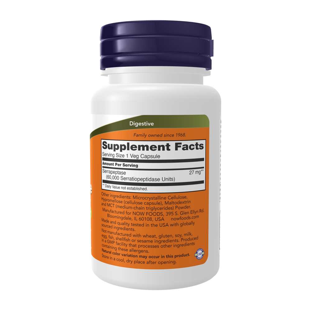 Now Foods Serrapeptase 60,000 Units – Promotes Respiratory &amp; Immune Health – 60 Capsules thumbnail 2