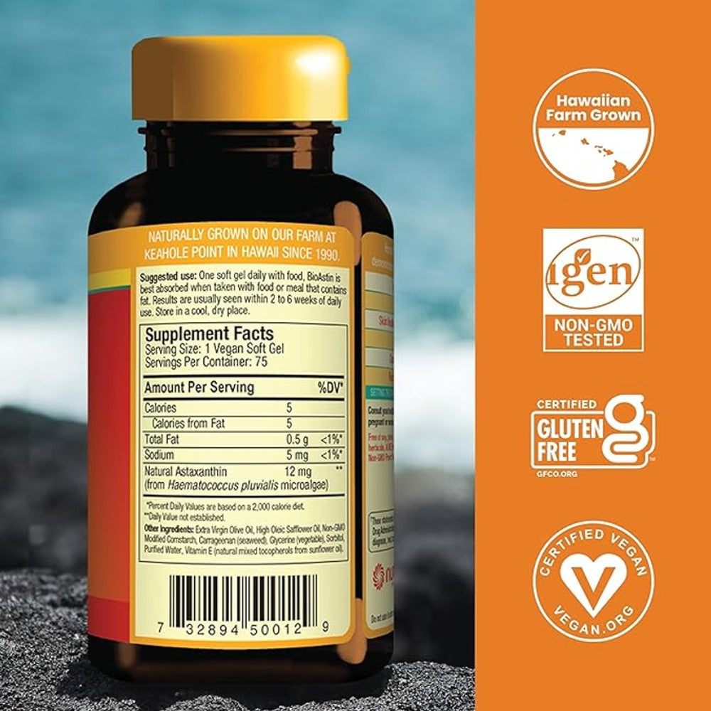 Nutrex Hawaii BioAstin Hawaiian Astaxanthin 12mg - Immune, Eye, Skin &amp; Joint Support thumbnail 2