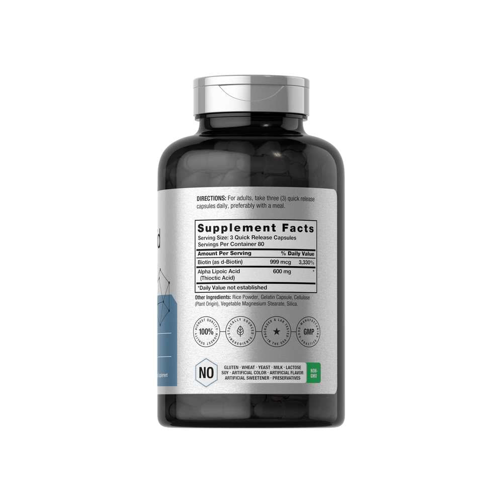 Horbäach Alpha Lipoic Acid 600mg per Serving | 240 Capsules thumbnail 2