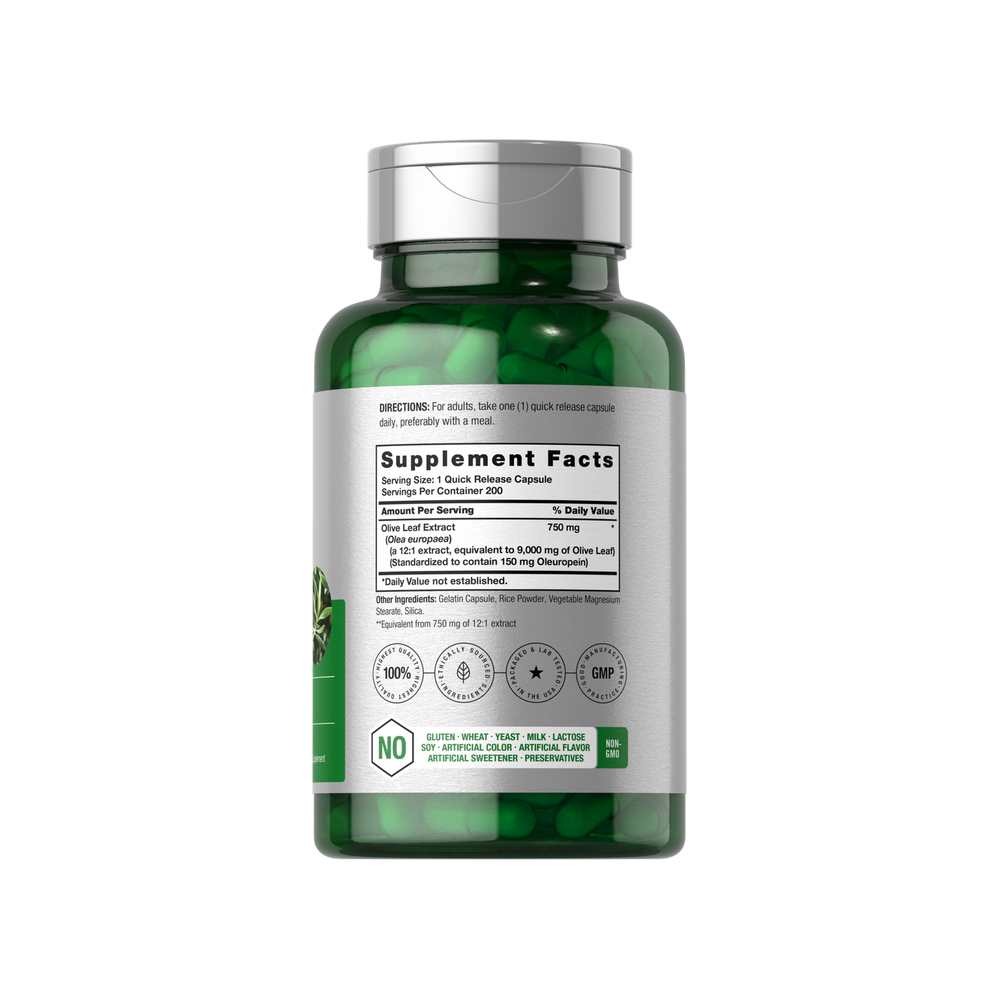 Horbäach Olive Leaf Extract 9000mg | 200 Capsules thumbnail 2