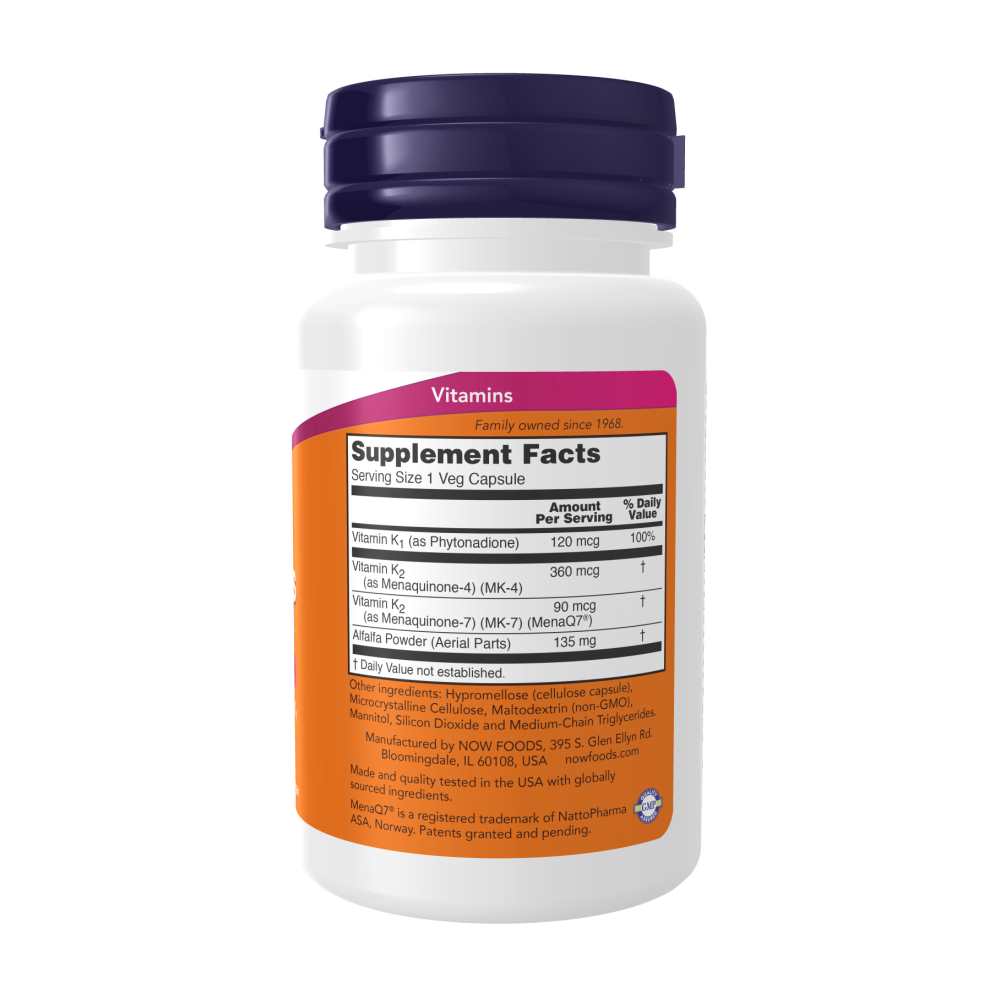 Now Foods Mk-7 Plus with K1 &amp; Mk-4 – Bone &amp; Cardiovascular Support – 90 Veg Capsules thumbnail 2