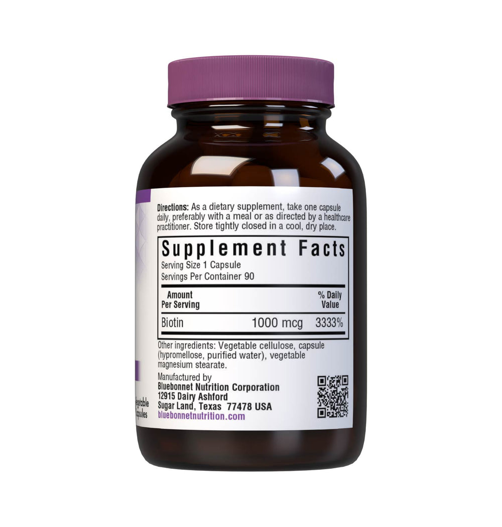 Bluebonnet Nutrition Biotin 1000 Mcg 90 Caps thumbnail 2