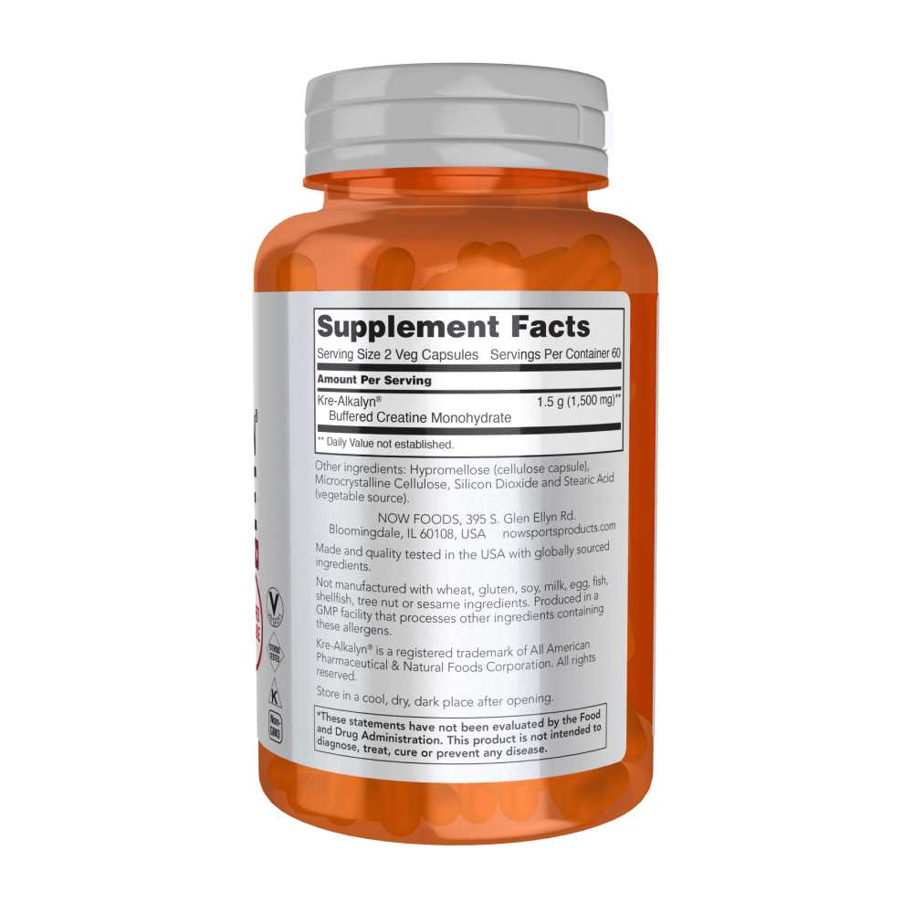 Now Sports Kre-Alkalyn® Creatine – Buffered P H-Stable Formula – 120 Veg Capsules thumbnail 2