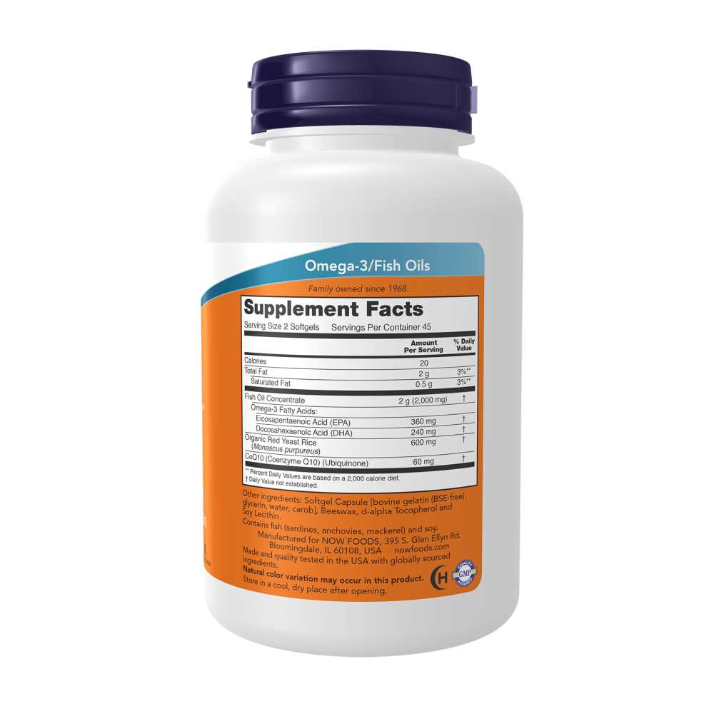 Now Foods Red Omega Fish Oil with Red Yeast Rice &amp; Co Q10 – 90 Softgels thumbnail 3