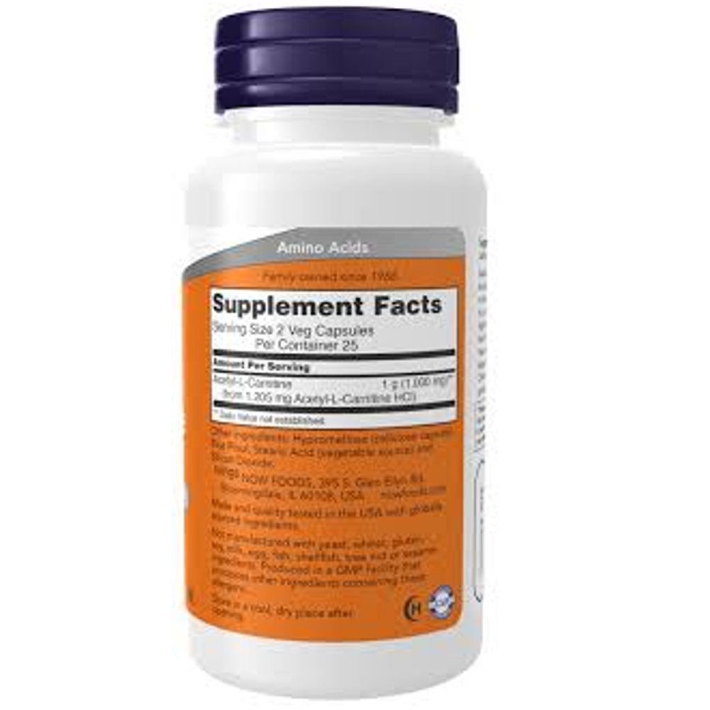 Acetyl-L-Carnitine 500mg Brain &amp; Nerve Support Fat Metabolism &amp; Cellular Energy 50 Veg Capsules thumbnail 2