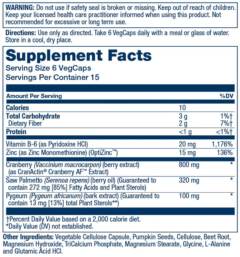 Solaray Pygeum &amp; Saw Palmetto W/cran Actin 90 Caps thumbnail 2