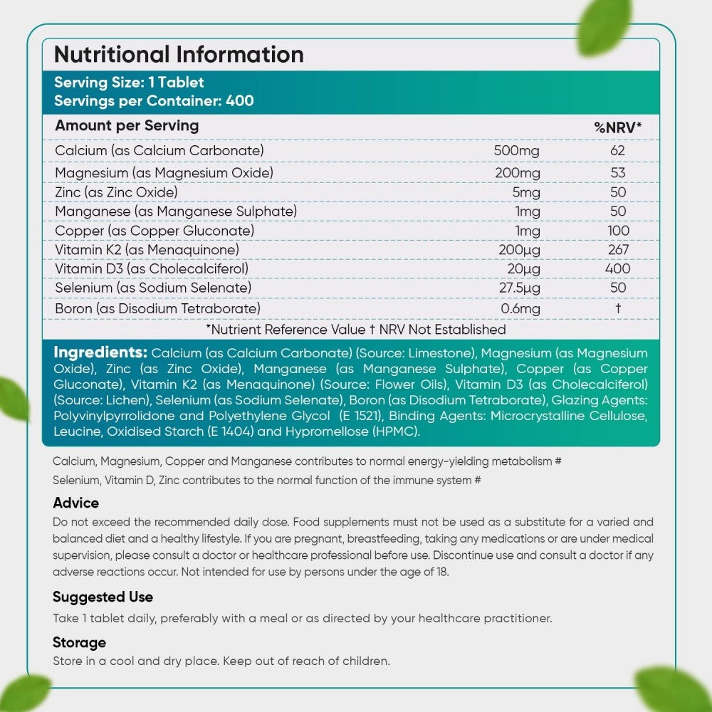 WeightWorld Calcium, Magnesium, Zinc with Vegan D3 &amp; K2 – Bone &amp; Joint Support thumbnail 2