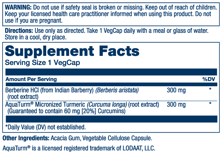 Solaray Berberine &amp; Curcumin 60 Caps thumbnail 2
