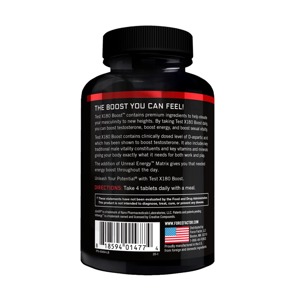 Force Factor Test X180 Boost - Testosterone &amp; Energy Support - 120 Capsules - Dietary Supplement thumbnail 2