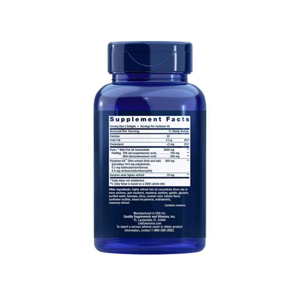 Life Extension Super Omega-3 Epa/dha Fish Oil, Sesame Lignans &amp; Olive Extract 120 Softgels thumbnail 4