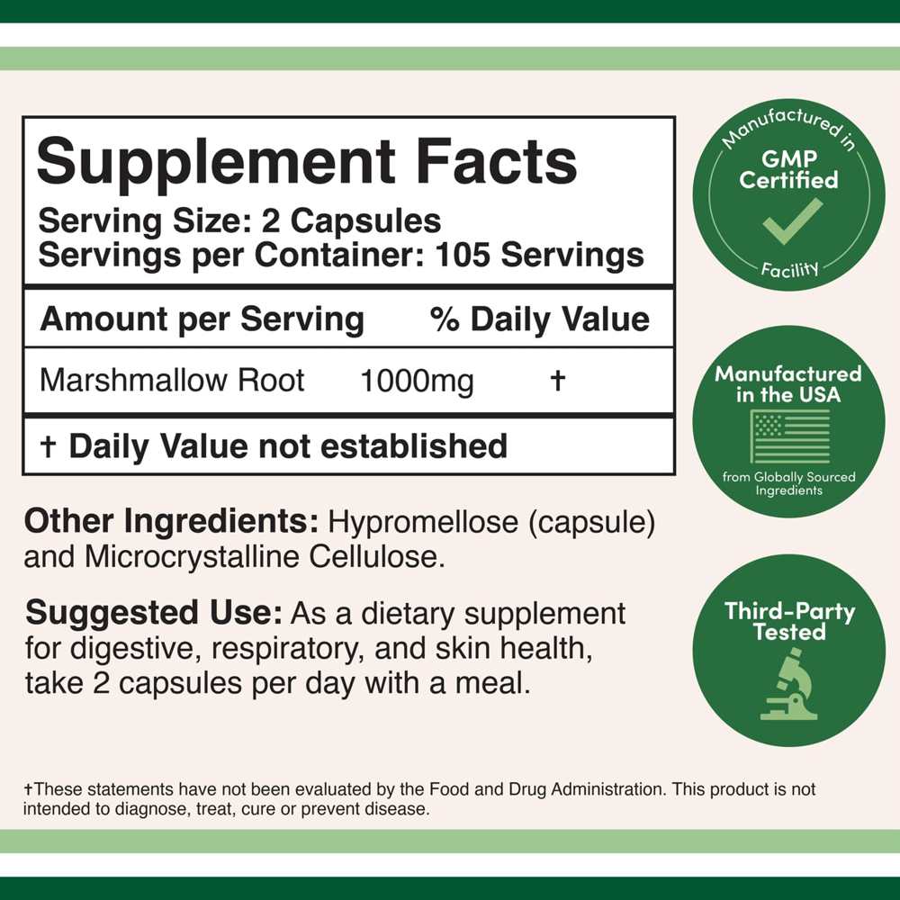 Double Wood Marshmallow Root – 1000mg Herbal Support for Gut, Lungs &amp; Skin | 210 Capsules thumbnail 2