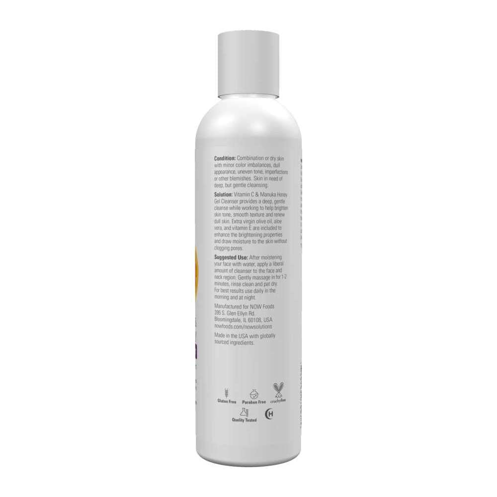 Now Foods Vitamin C &amp; Manuka Honey Gel Cleanser – Brightening System – for Most Skin Types – 237 M L thumbnail 2