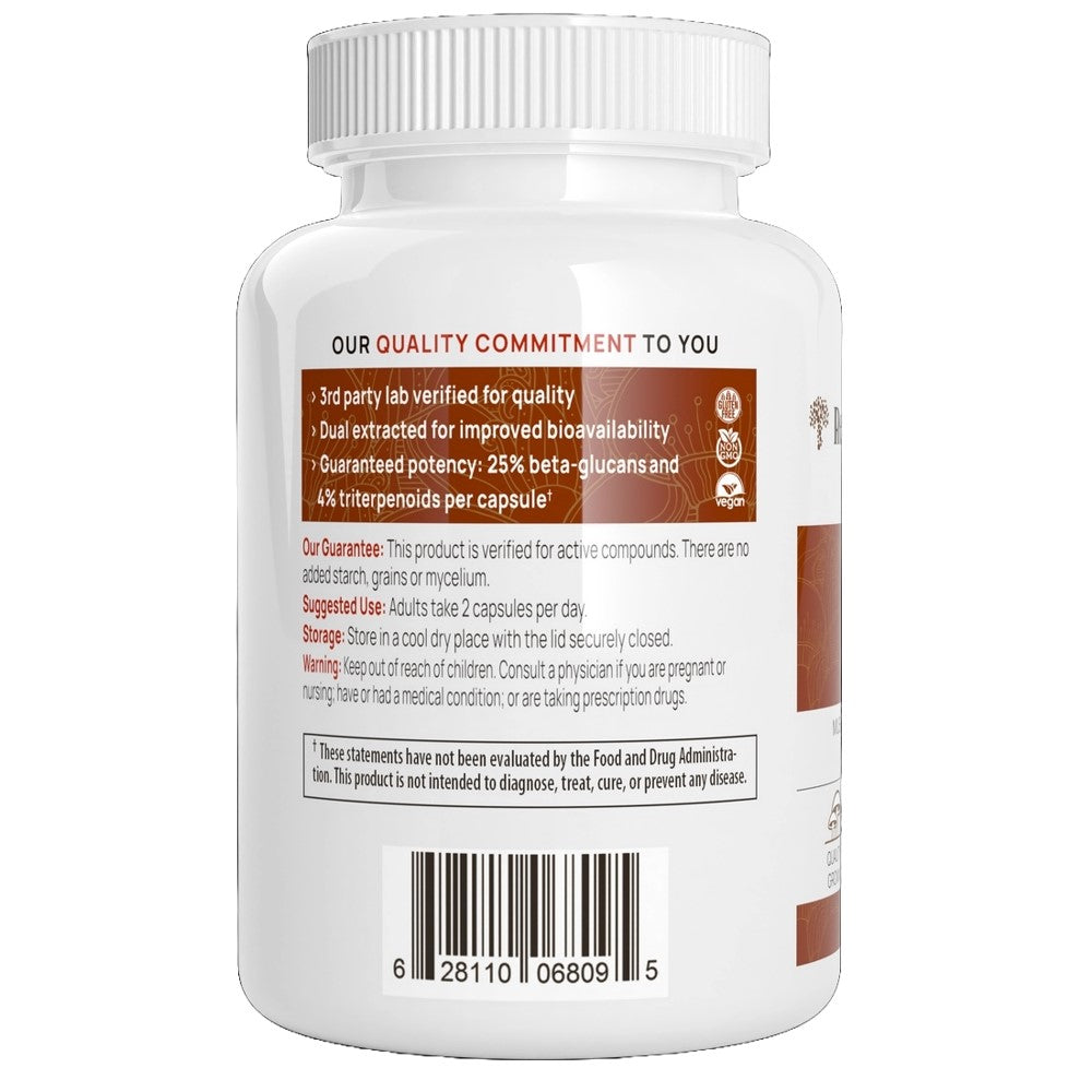 Real Mushrooms Reishi Longevity+ Mushroom Extract Capsules – 90 Capsules | Quality Grown &amp; Verified for Active Compounds thumbnail 3