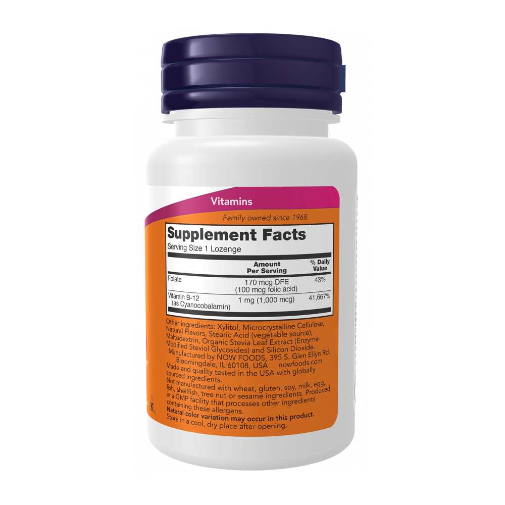 Now Foods B-12 1,000 Mcg – Energy &amp; Nerve Health Support with Folic Acid – 100 Lozenges thumbnail 2