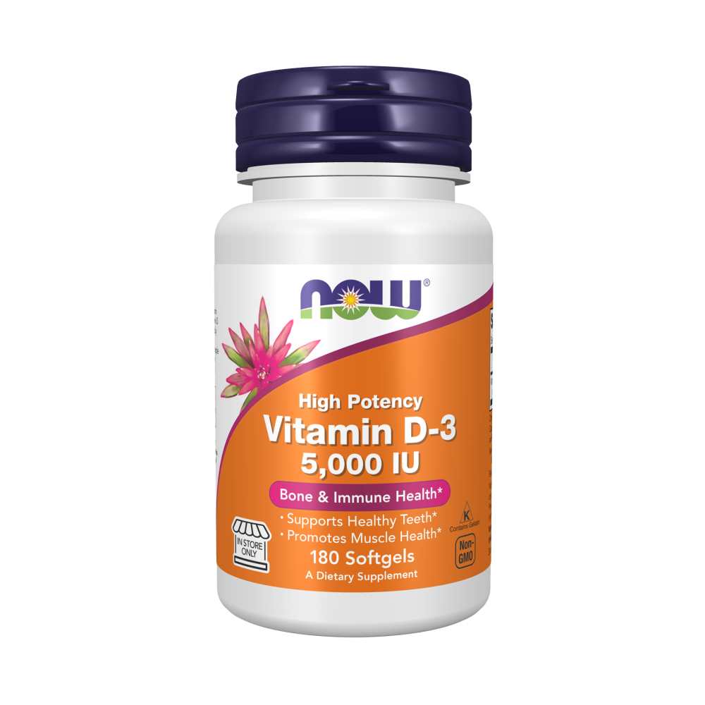Now Foods Vitamin D-3 5000 Iu – High Potency Bone &amp; Immune Support – 30 Softgels thumbnail 3