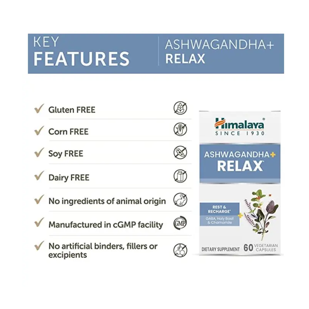 Himalaya Ashwagandha Relax – Stress &amp; Anxiety Support | 60 Capsules thumbnail 2